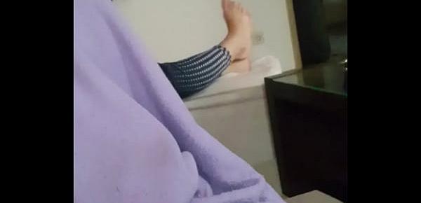  My Girlfriends sister playing with her soles in front of me